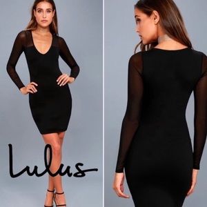 NWT Lulu’s Parisian Nights mesh sleeve black dress